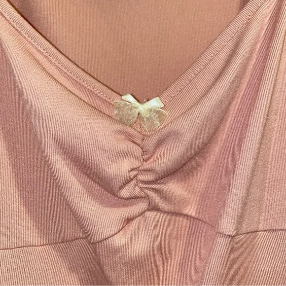 Cider Pink Ruched Bowknot Ruffle Mini Dress - Picture 5 of 10